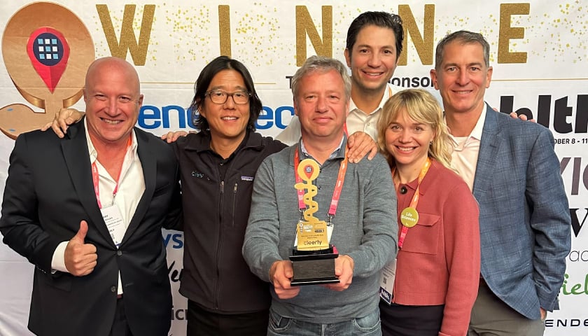 The Cleerly crew accepts Digital Health Award for Best Use of AI in Healthcare